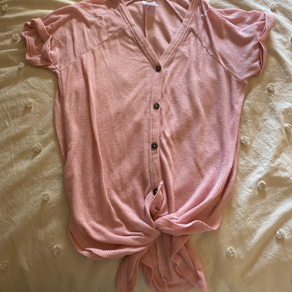 3/$10 Pink button down cozy top